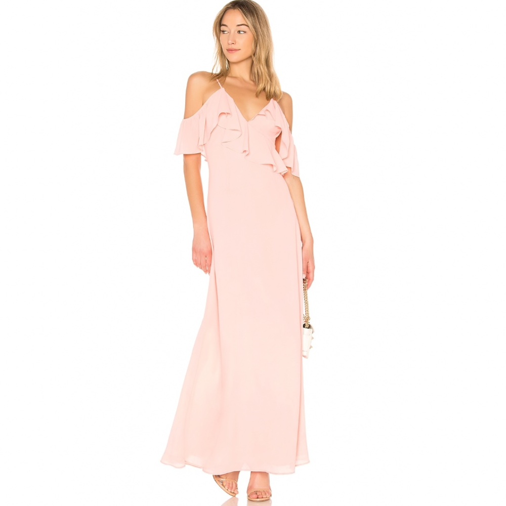 New LPA Ruffle Neckline Maxi Dress